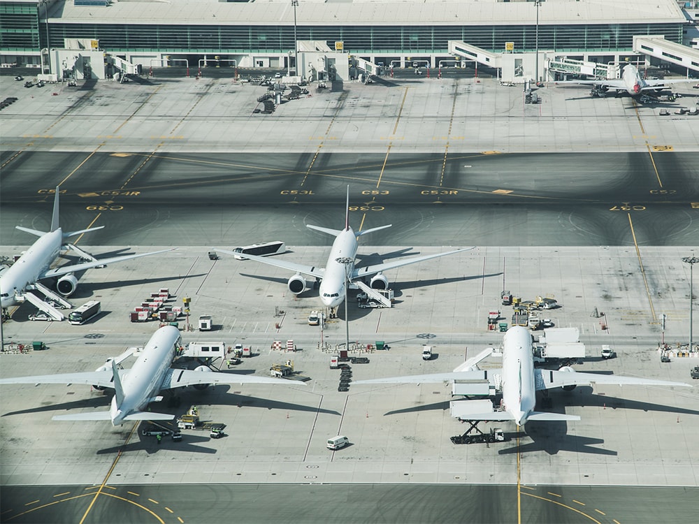 Planes on a tarmac