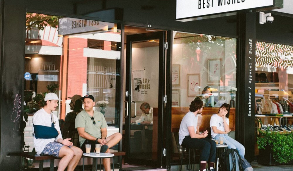 people sitting outside Best Wishes cafe in Fremantle