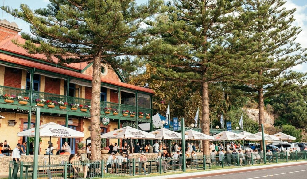 al fresco dining in the courtyard of The Left Bank, Fremantle