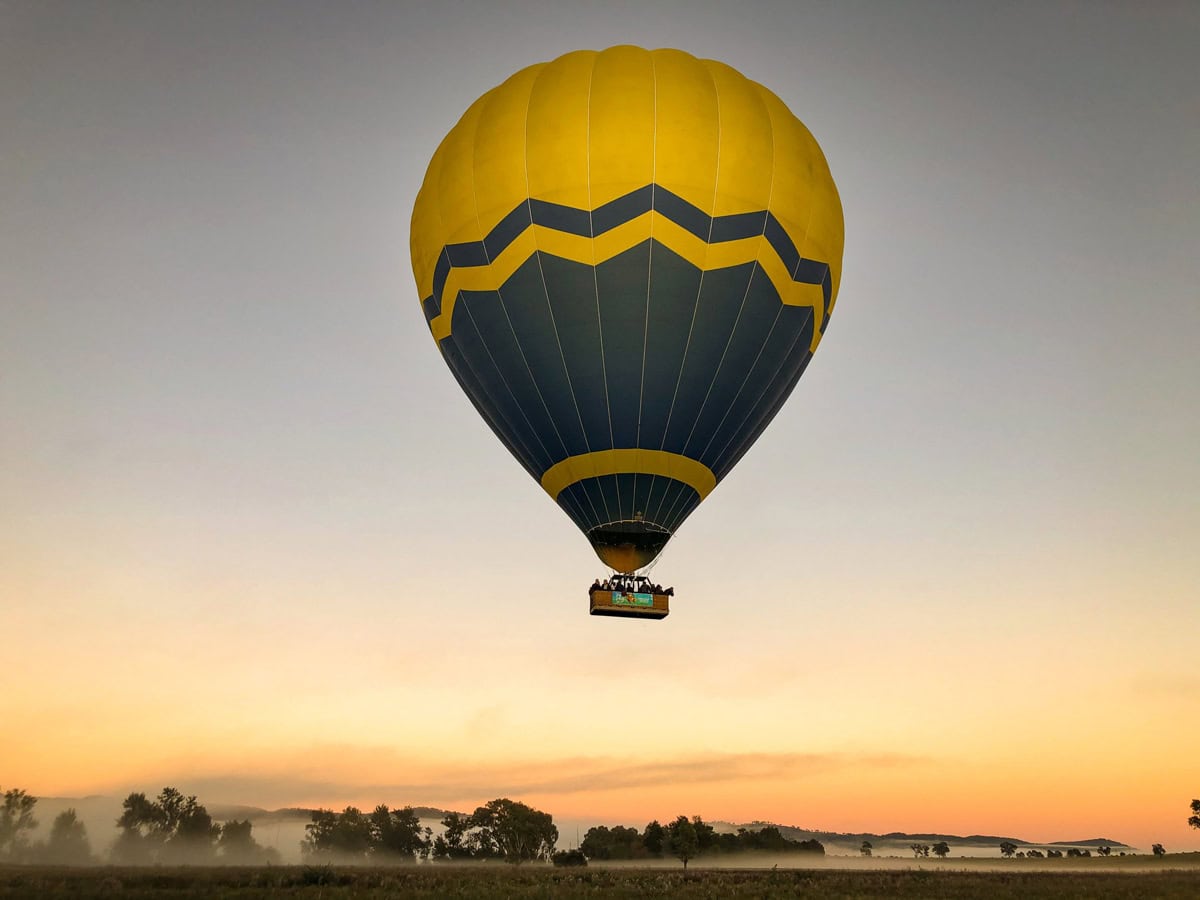 a hot air balloon in Mudgee, Balloon Aloft