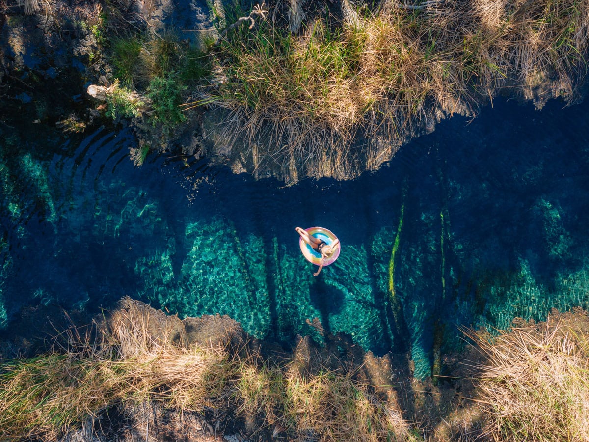 floating over Bitter Springs, Elsey National Park, NT