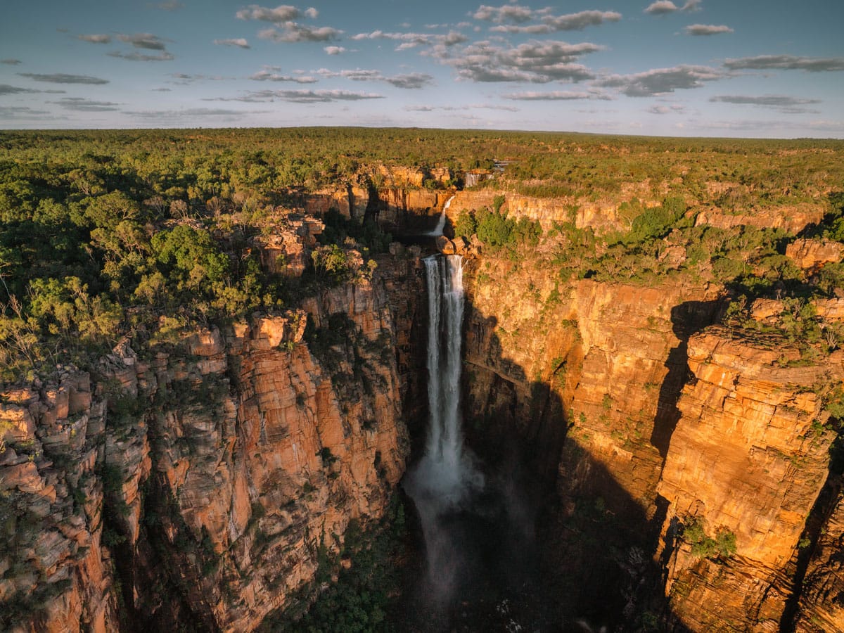 an aerial view of Jim Jim Falls