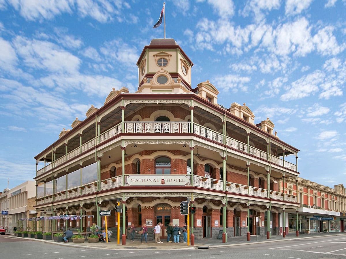 the facade of The National Hotel, Fremantle