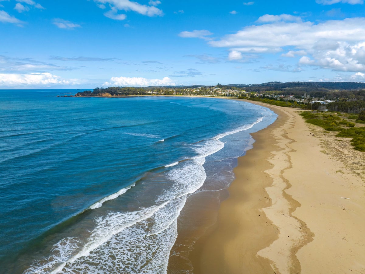 an aerial view of Corrigans Beach