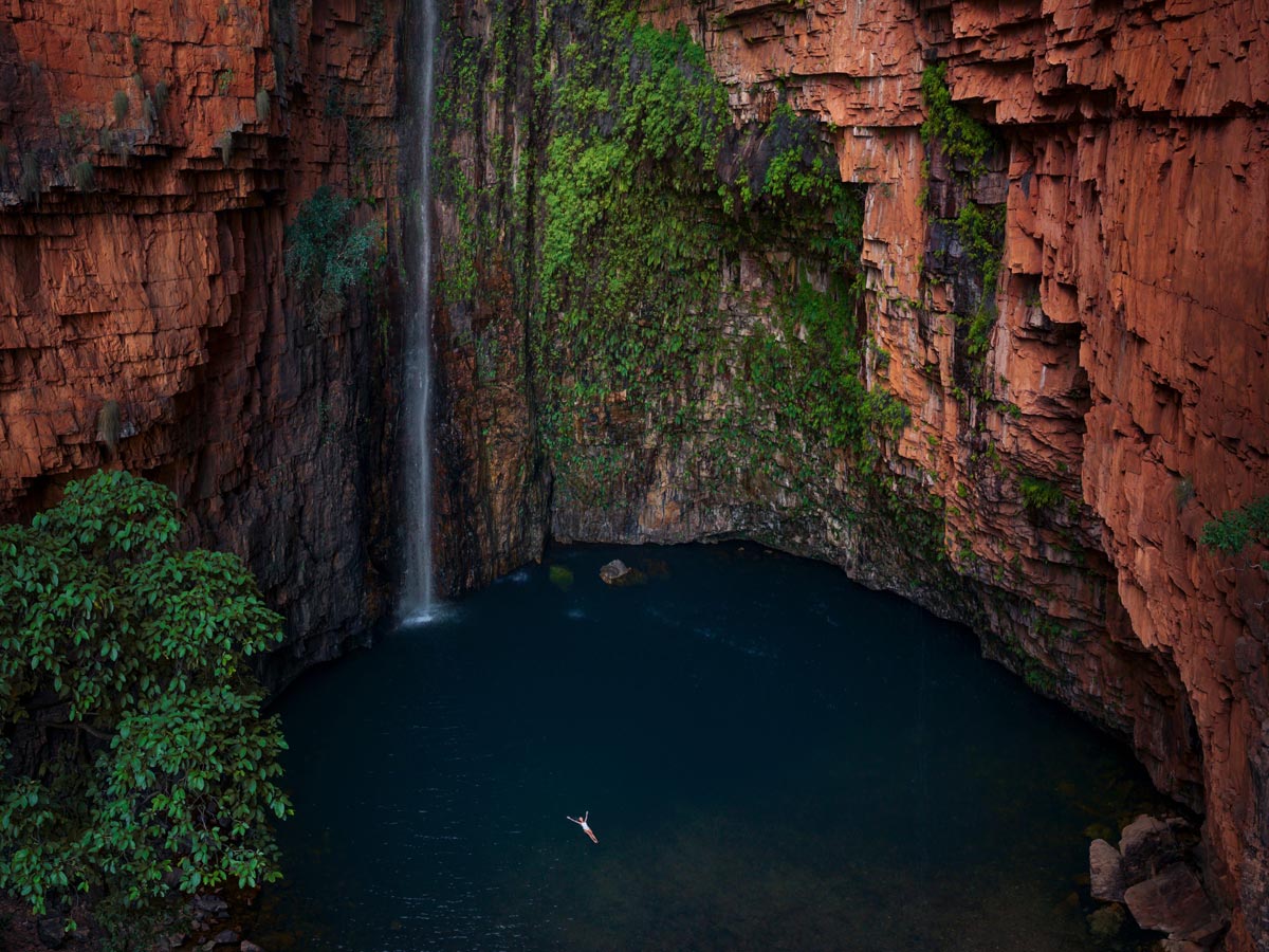 Woman swims at Emma Gorge in WA