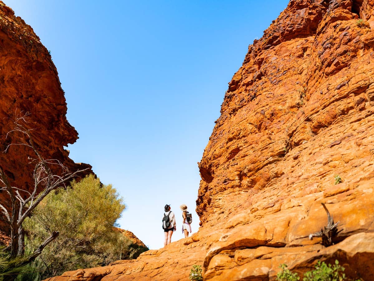 Two women on an Intrepid Red Centre tour from Alice Springs to Uluru