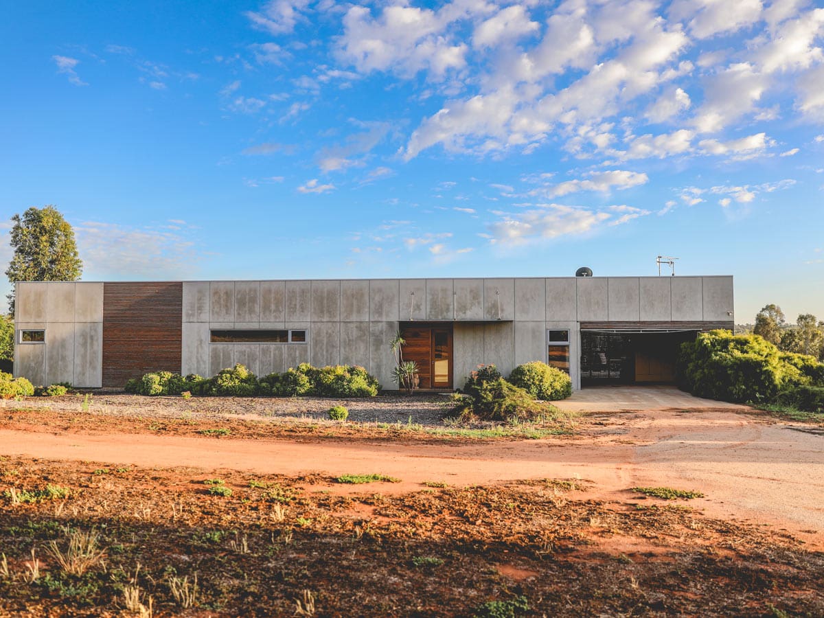 the architectural exterior of Lost & Found, Barham, Murray, NSW