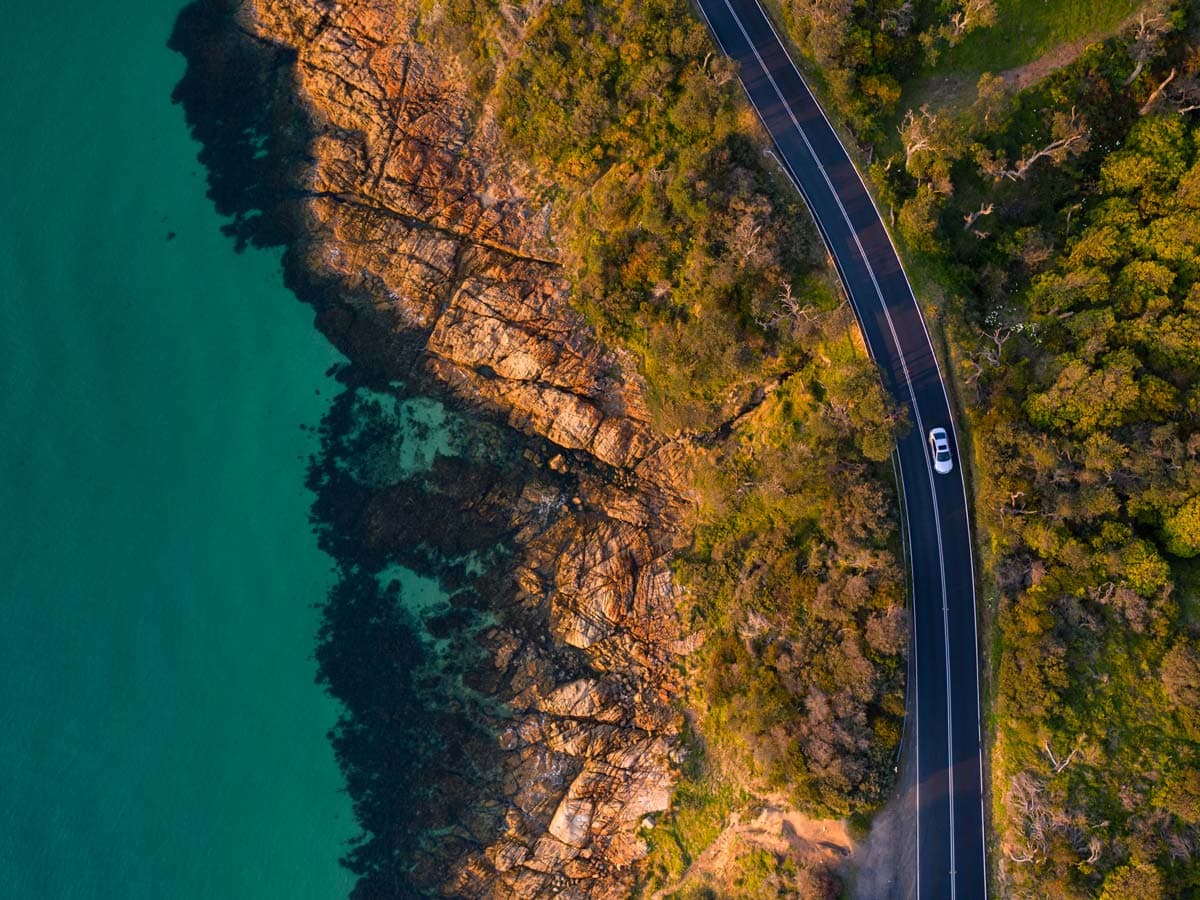 Mount Martha on Mornington Peninsula Coastal road aerial