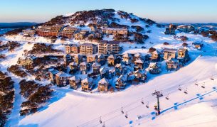 Aerial shot of Craig Parry Village in Mt Hotham