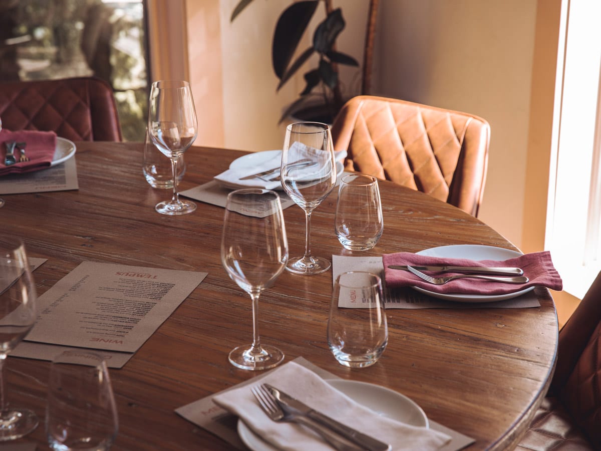 A dining table set in Tempus in the Blue Mountains